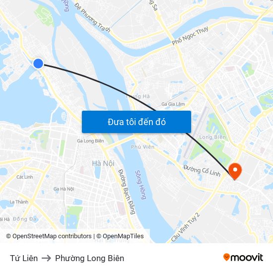 Tứ Liên to Phường Long Biên map