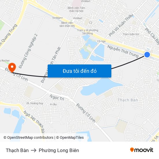 Thạch Bàn to Phường Long Biên map
