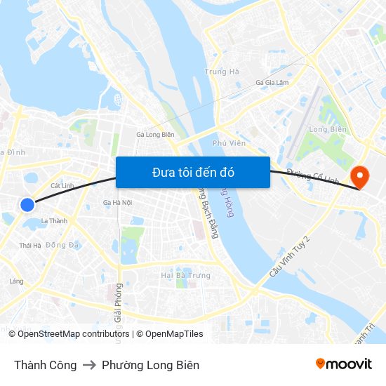 Thành Công to Phường Long Biên map