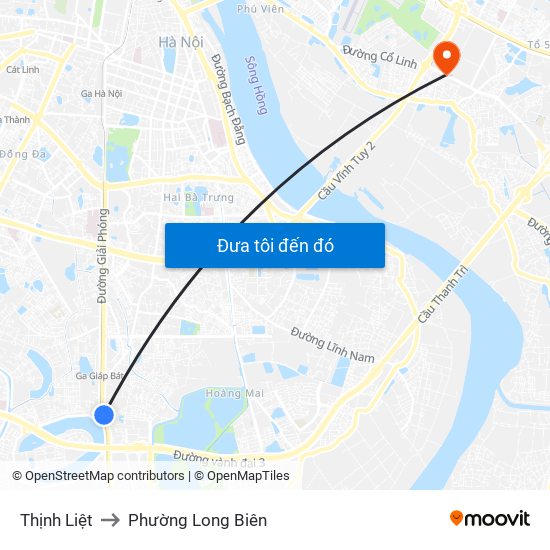 Thịnh Liệt to Phường Long Biên map