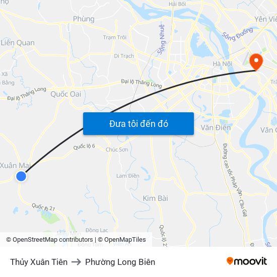Thủy Xuân Tiên to Phường Long Biên map