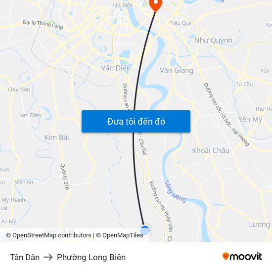 Tân Dân to Phường Long Biên map