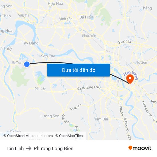 Tản Lĩnh to Phường Long Biên map