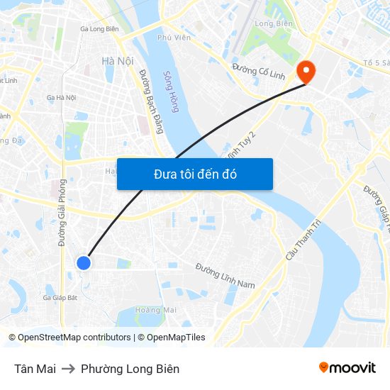 Tân Mai to Phường Long Biên map