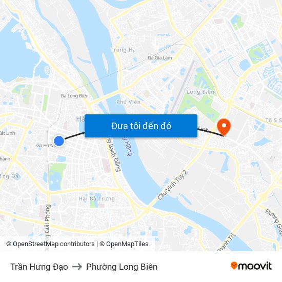 Trần Hưng Đạo to Phường Long Biên map