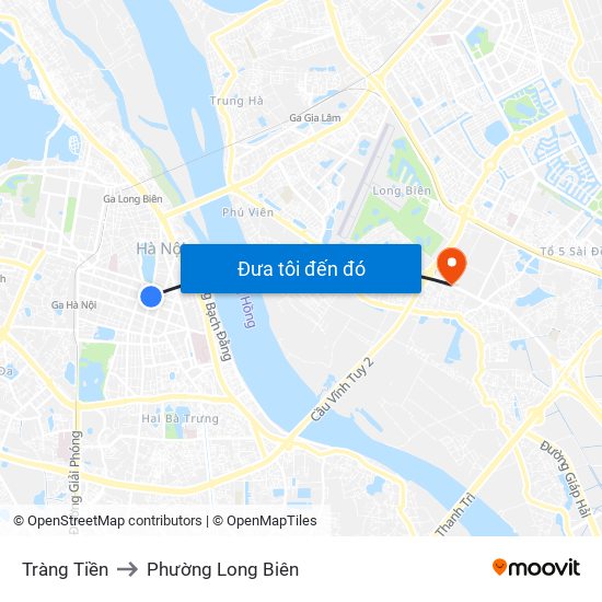 Tràng Tiền to Phường Long Biên map