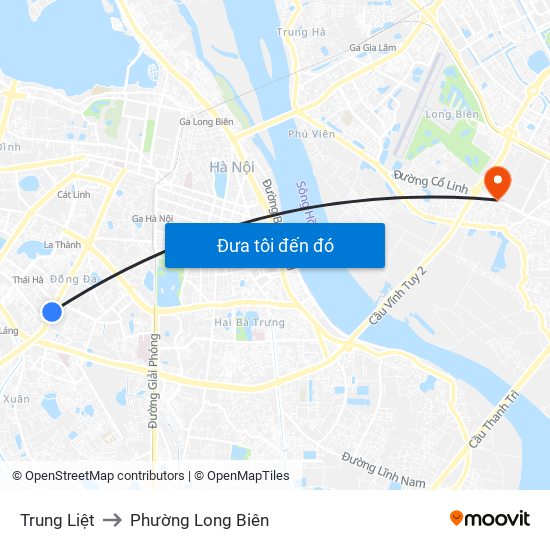 Trung Liệt to Phường Long Biên map