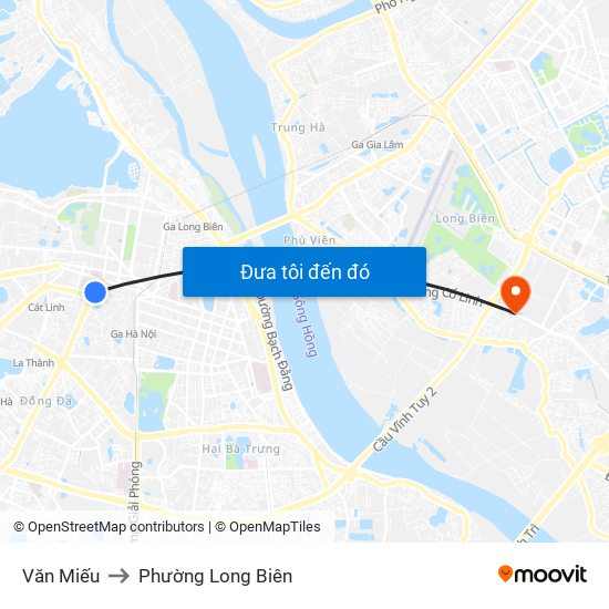 Văn Miếu to Phường Long Biên map