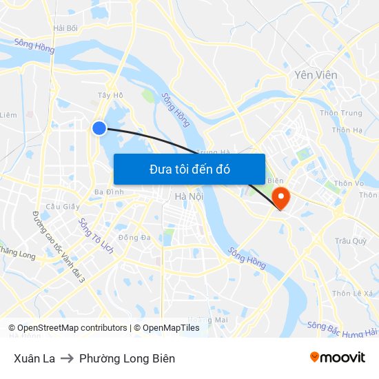 Xuân La to Phường Long Biên map