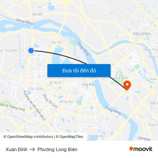 Xuân Đỉnh to Phường Long Biên map