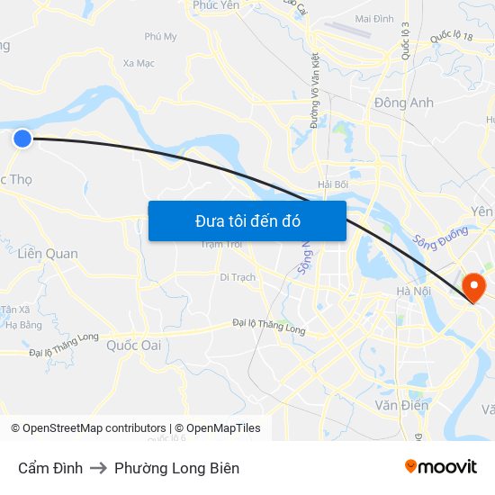 Cẩm Đình to Phường Long Biên map