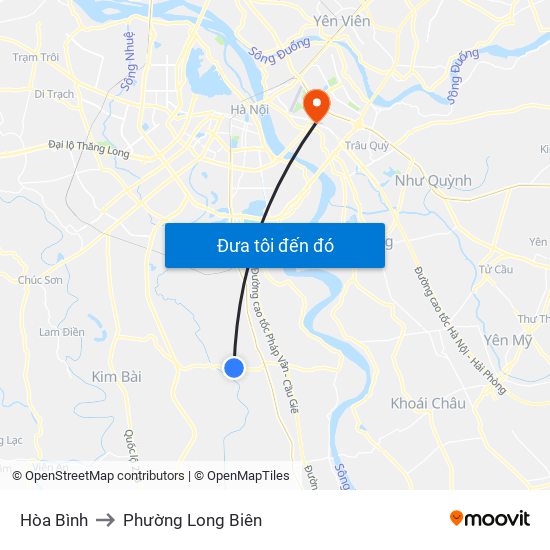 Hòa Bình to Phường Long Biên map