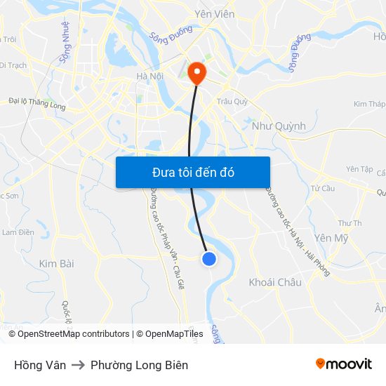 Hồng Vân to Phường Long Biên map