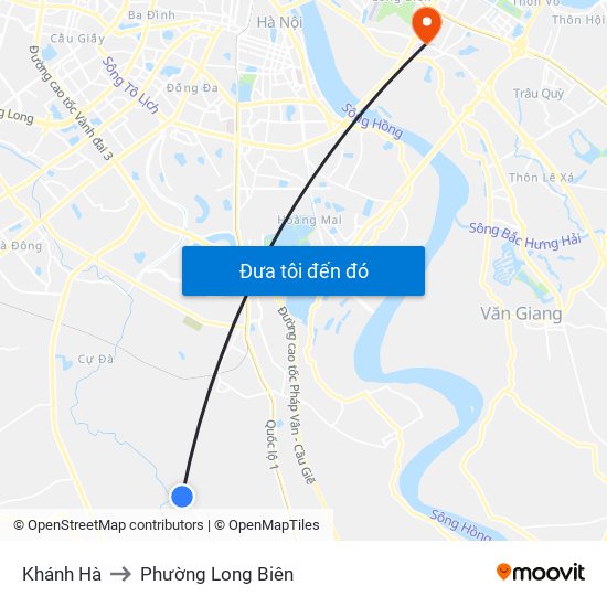 Khánh Hà to Phường Long Biên map