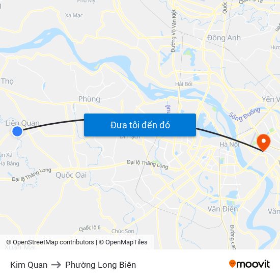 Kim Quan to Phường Long Biên map