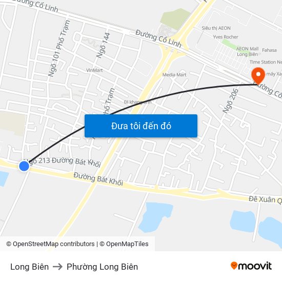 Long Biên to Phường Long Biên map