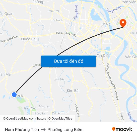 Nam Phương Tiến to Phường Long Biên map