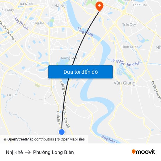 Nhị Khê to Phường Long Biên map