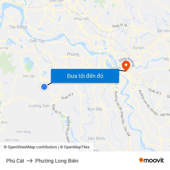 Phú Cát to Phường Long Biên map