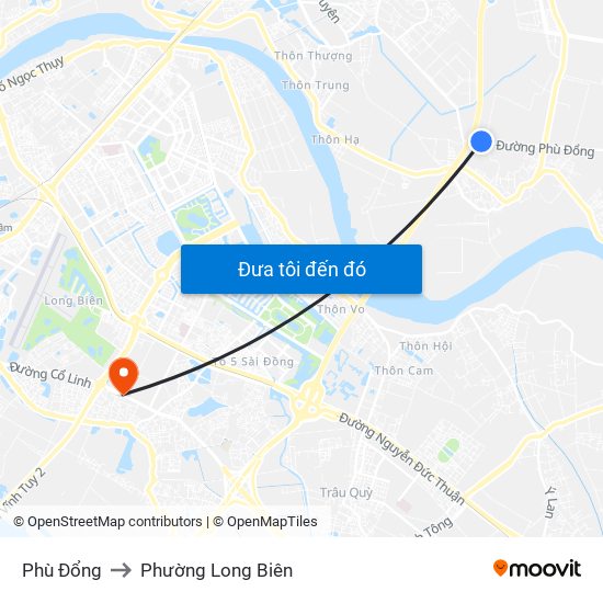 Phù Đổng to Phường Long Biên map