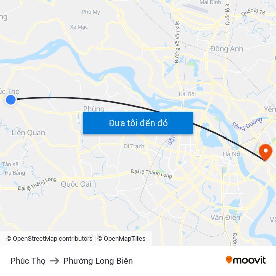 Phúc Thọ to Phường Long Biên map