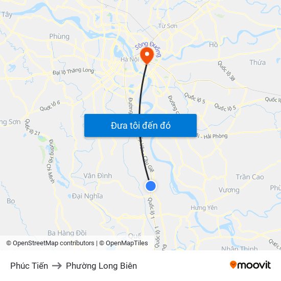 Phúc Tiến to Phường Long Biên map