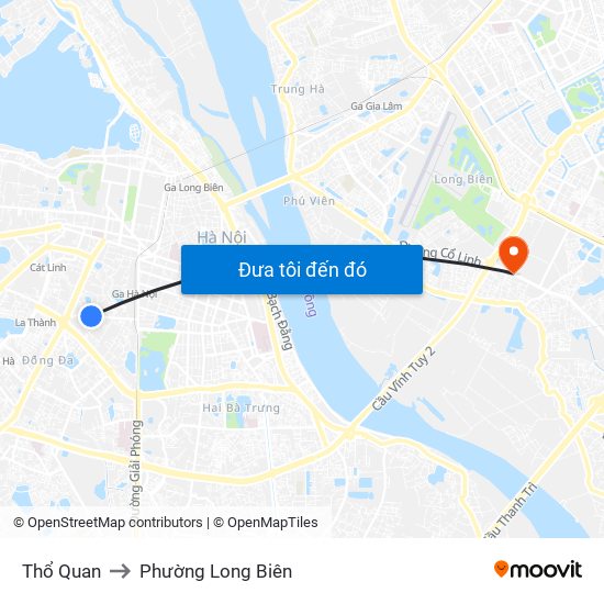 Thổ Quan to Phường Long Biên map