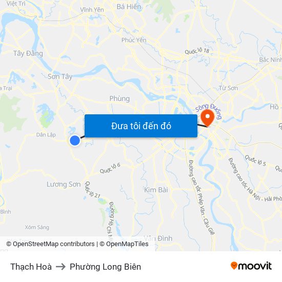 Thạch Hoà to Phường Long Biên map