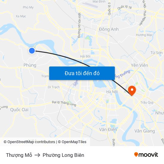 Thượng Mỗ to Phường Long Biên map