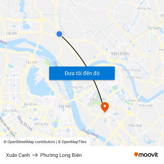 Xuân Canh to Phường Long Biên map