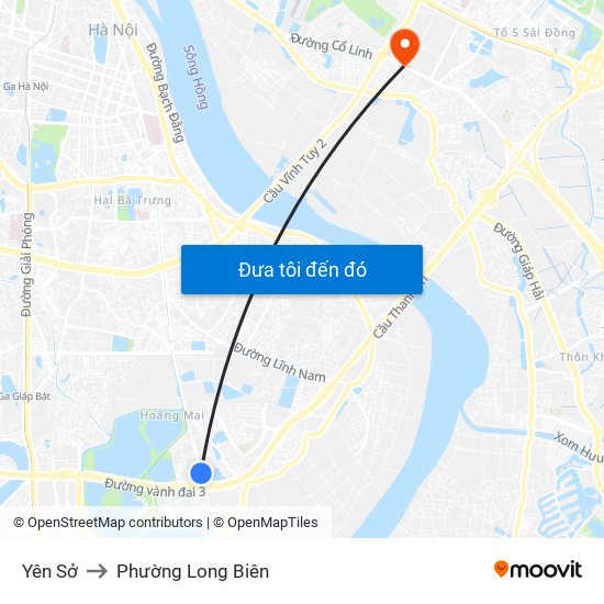 Yên Sở to Phường Long Biên map