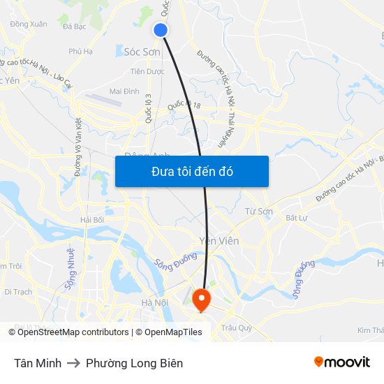 Tân Minh to Phường Long Biên map