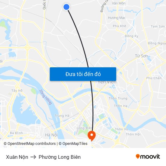 Xuân Nộn to Phường Long Biên map