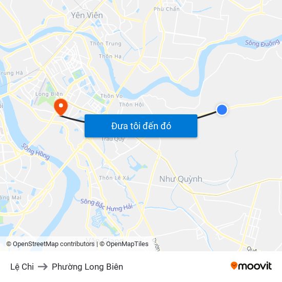 Lệ Chi to Phường Long Biên map