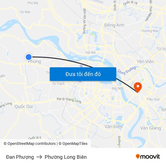 Đan Phượng to Phường Long Biên map