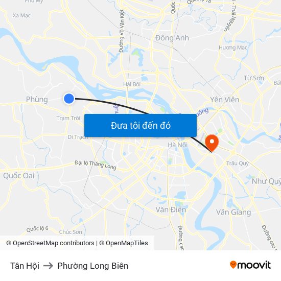 Tân Hội to Phường Long Biên map
