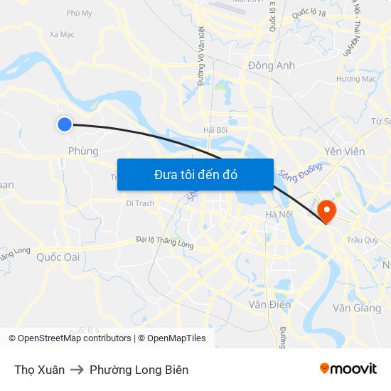 Thọ Xuân to Phường Long Biên map