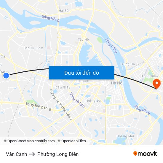 Vân Canh to Phường Long Biên map