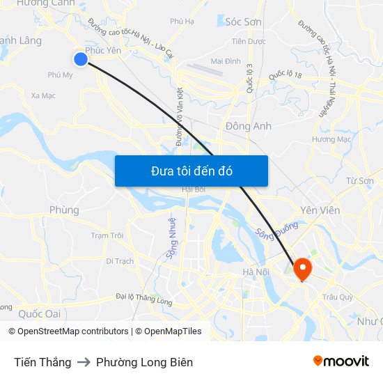 Tiến Thắng to Phường Long Biên map