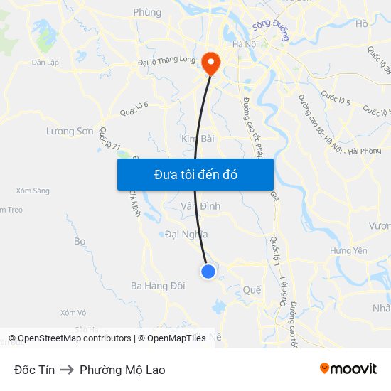 Đốc Tín to Phường Mộ Lao map