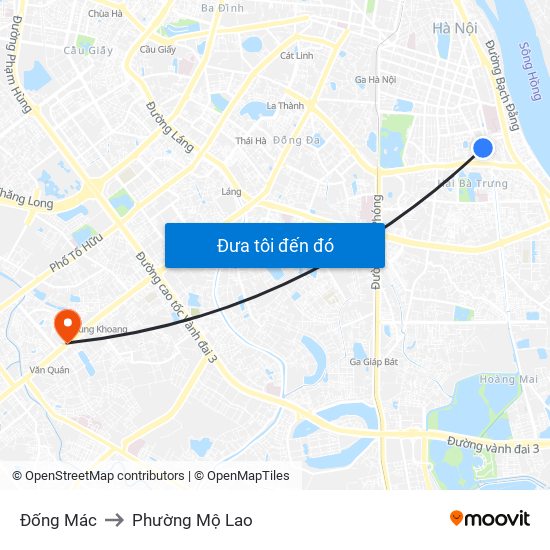 Đống Mác to Phường Mộ Lao map