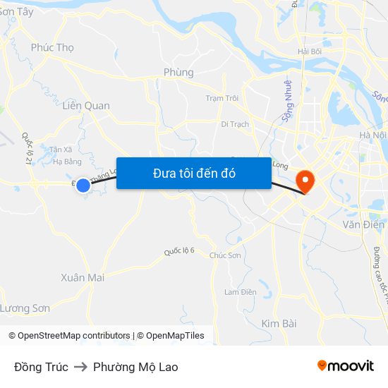 Đồng Trúc to Phường Mộ Lao map