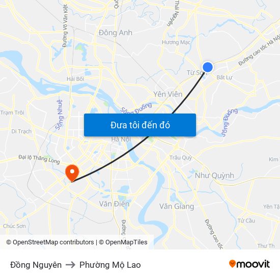 Đồng Nguyên to Phường Mộ Lao map