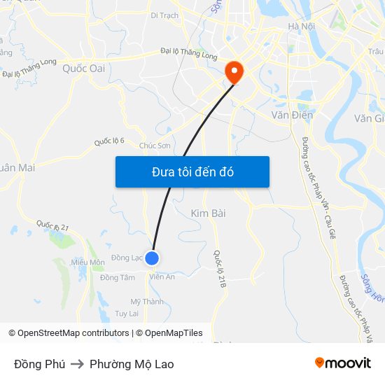 Đồng Phú to Phường Mộ Lao map
