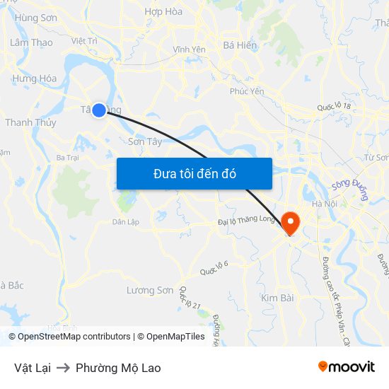 Vật Lại to Phường Mộ Lao map