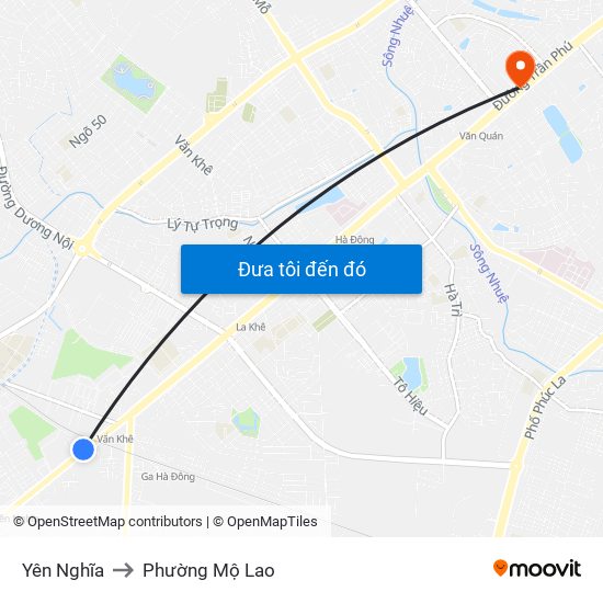 Yên Nghĩa to Phường Mộ Lao map
