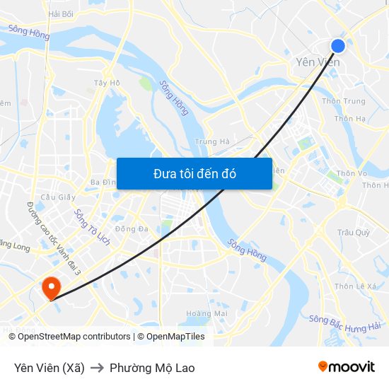 Yên Viên (Xã) to Phường Mộ Lao map