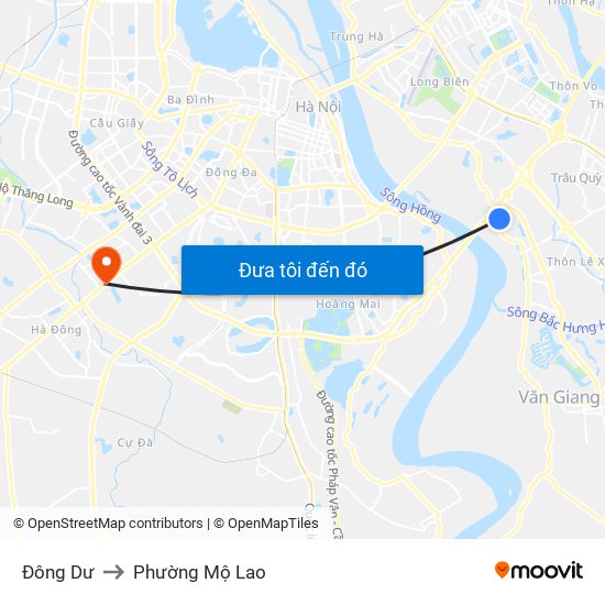 Đông Dư to Phường Mộ Lao map
