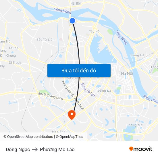 Đông Ngạc to Phường Mộ Lao map