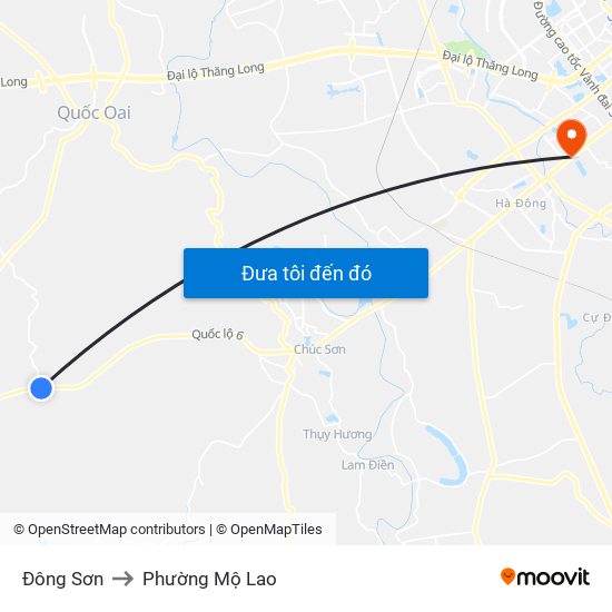 Đông Sơn to Phường Mộ Lao map